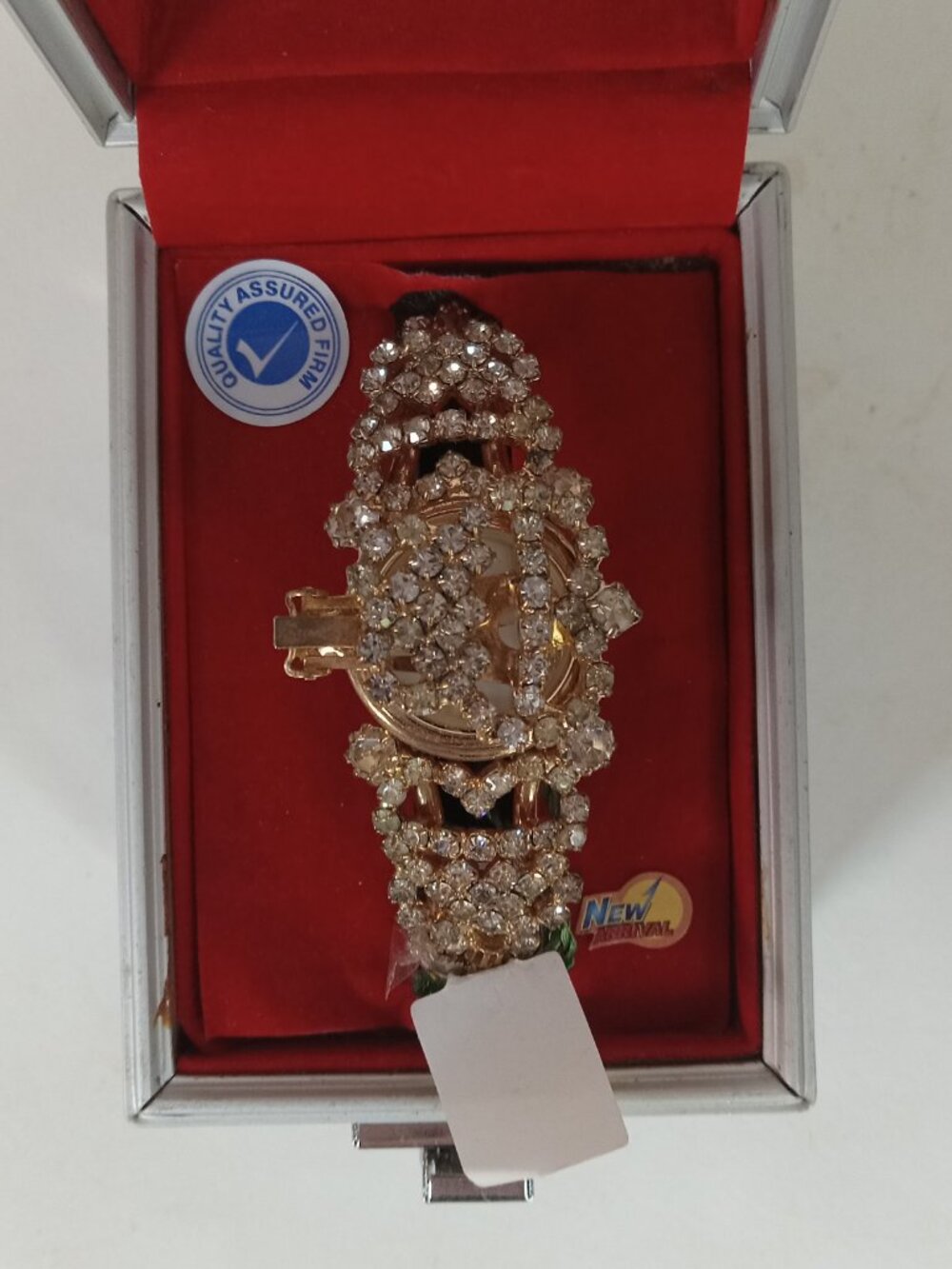 Women's Gold Tone Quemex Watch Rhinestone Jewels Bling Ornate Fashion New Box